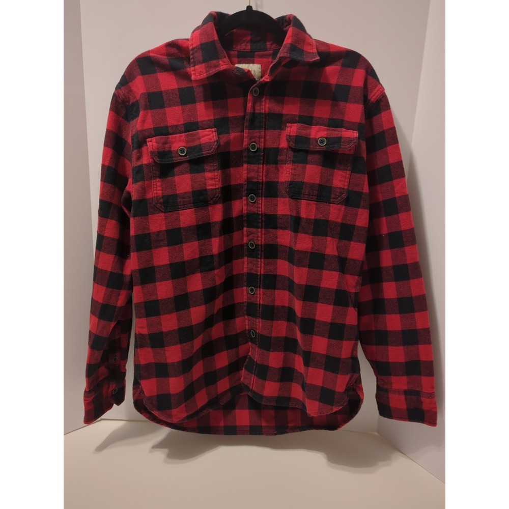 Jachs NY Mens Red Black Buffalo Plaid Flannel Button Down Shirt Medium